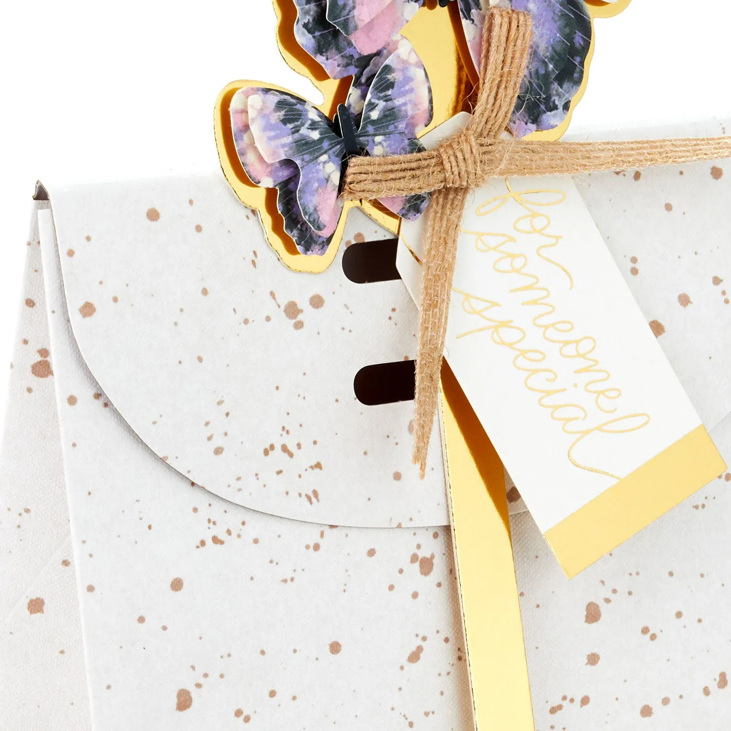 Hallmark 6.5'' Speckled Small Fold-Top Gift Bag With Butterfly Pick