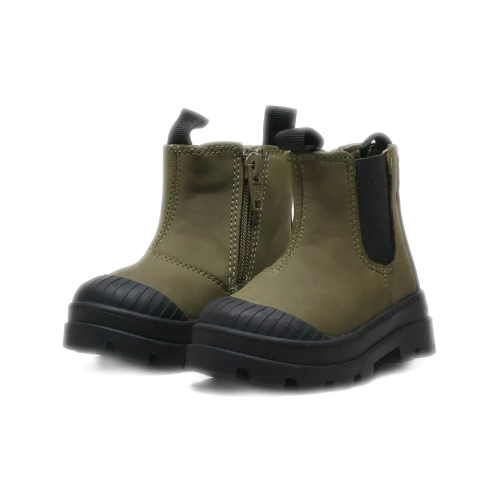 H&M Ankle Boots Leather Green Colour For Kids