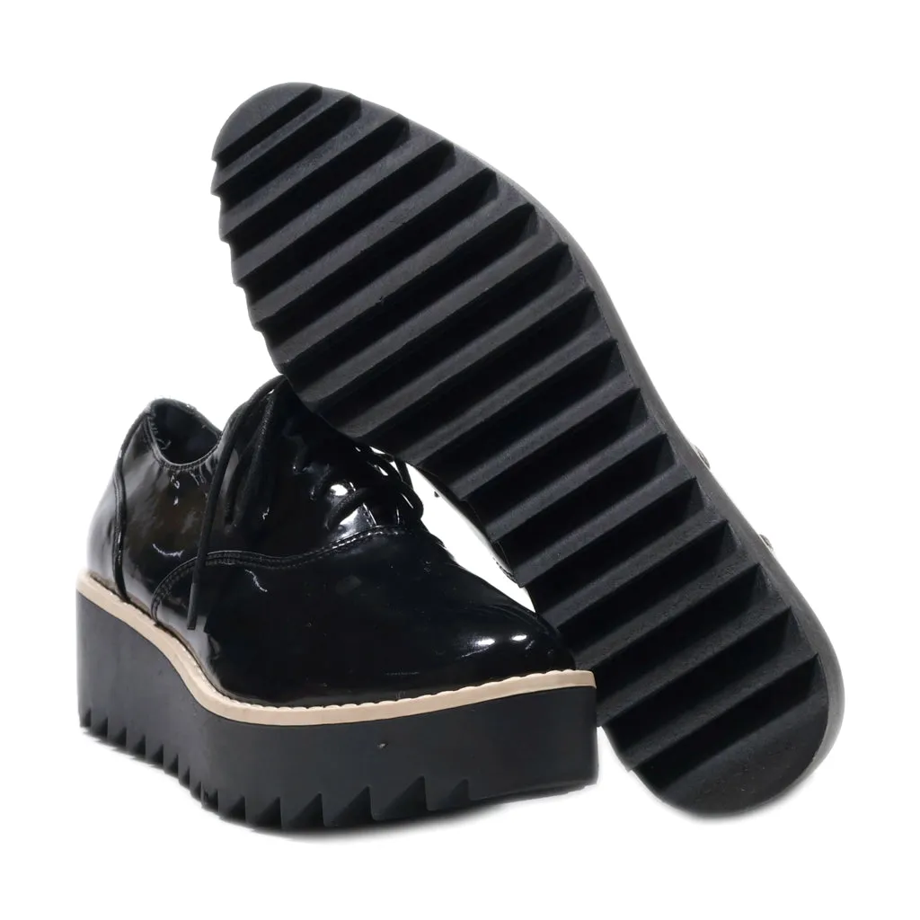 H&M Platform Lace Ups Leather Black Colour For Women