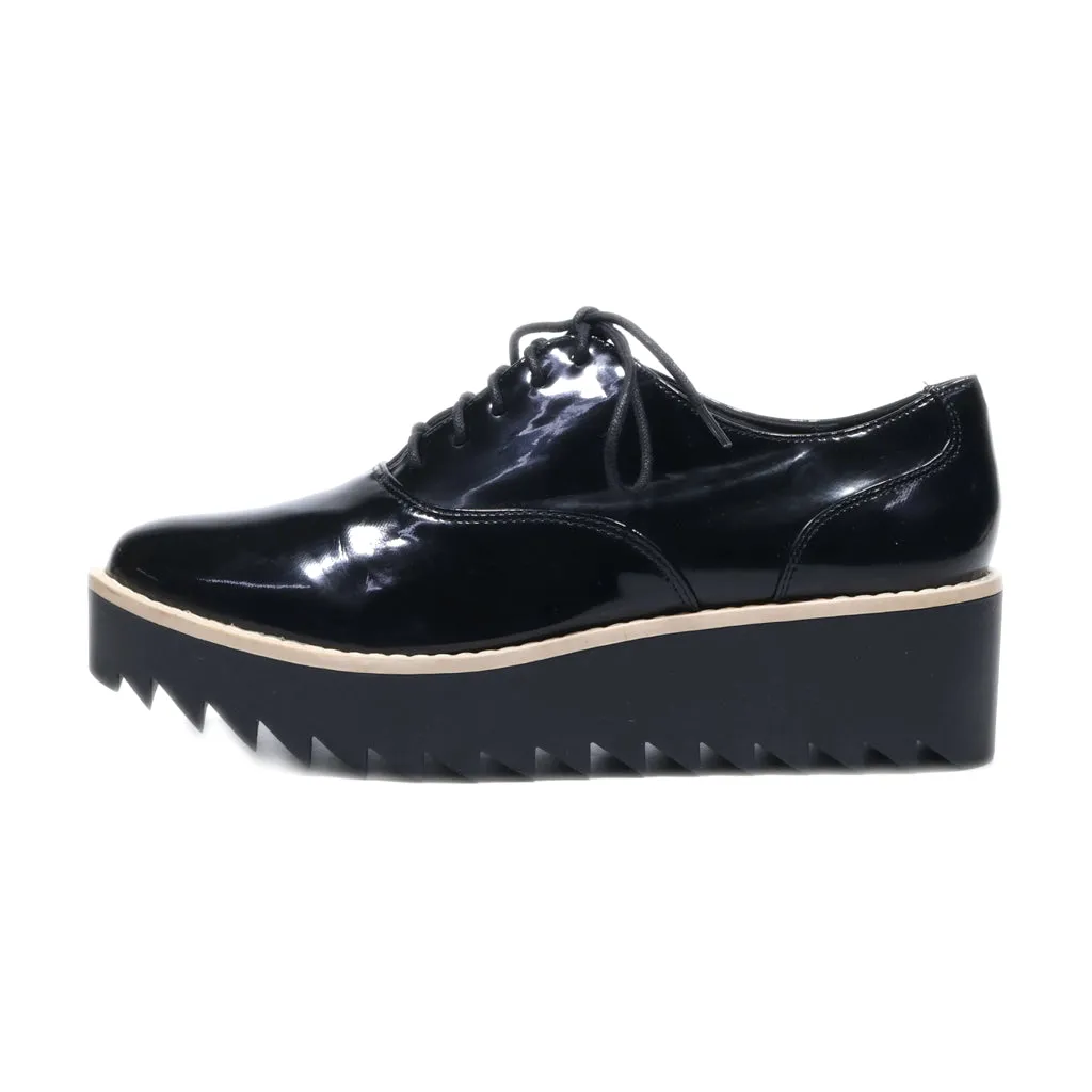H&M Platform Lace Ups Leather Black Colour For Women