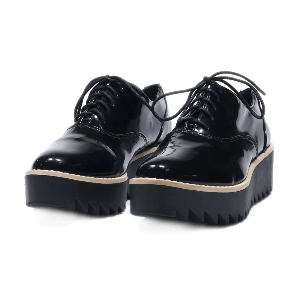 H&M Platform Lace Ups Leather Black Colour For Women