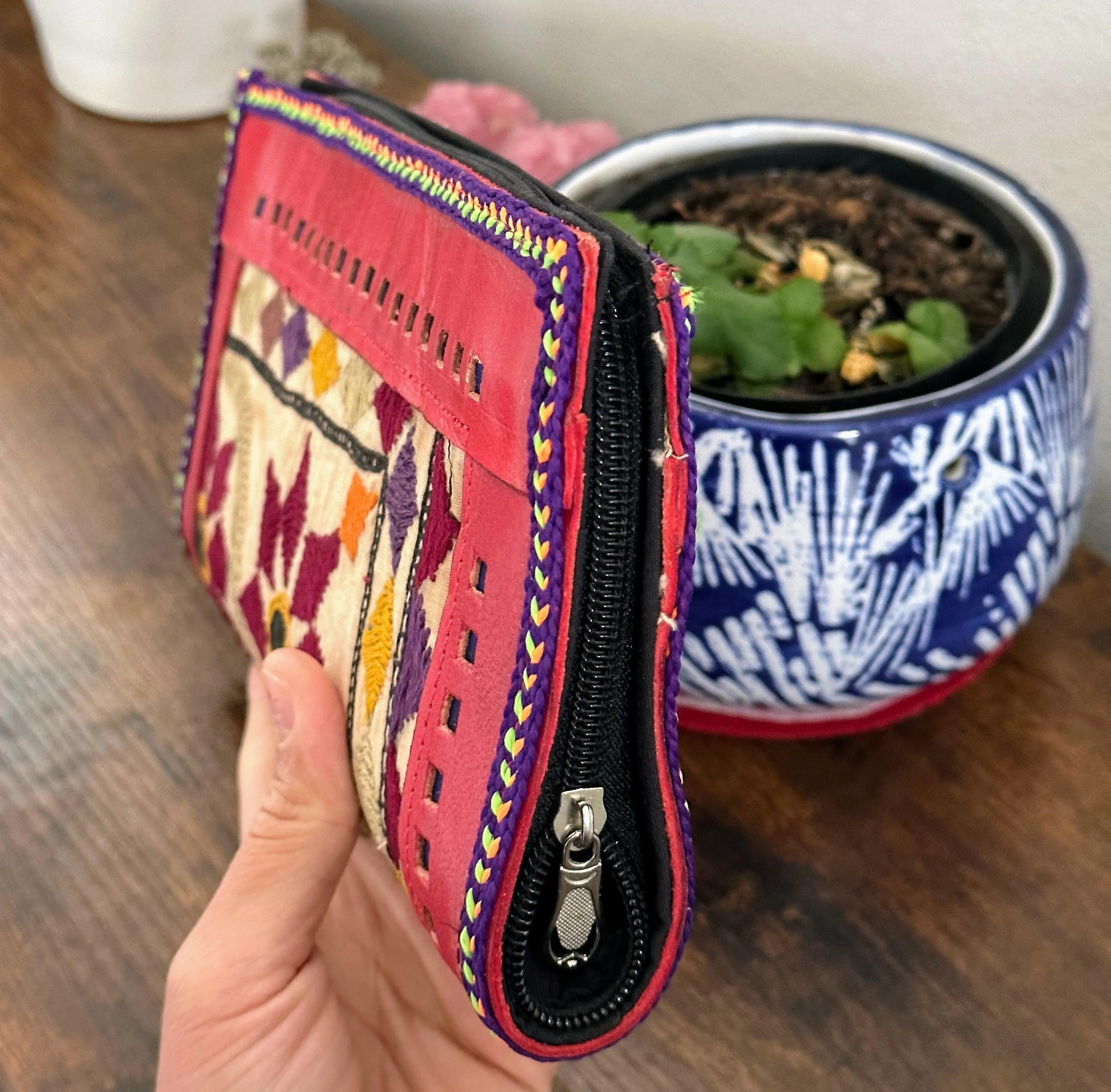 Hand Crafted Kutch Embroidered Clutch Wallet [Red]