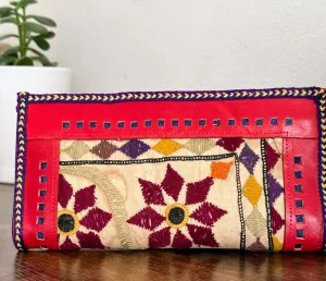 Hand Crafted Kutch Embroidered Clutch Wallet [Red]
