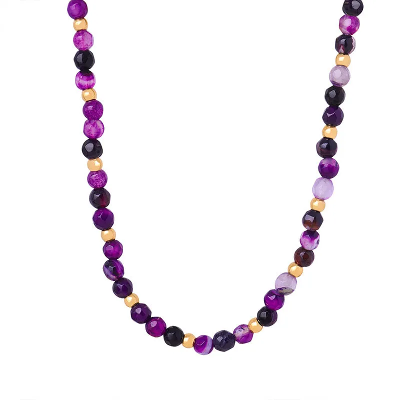 Handcrafted Agate Beaded Necklace with Vintage Charm