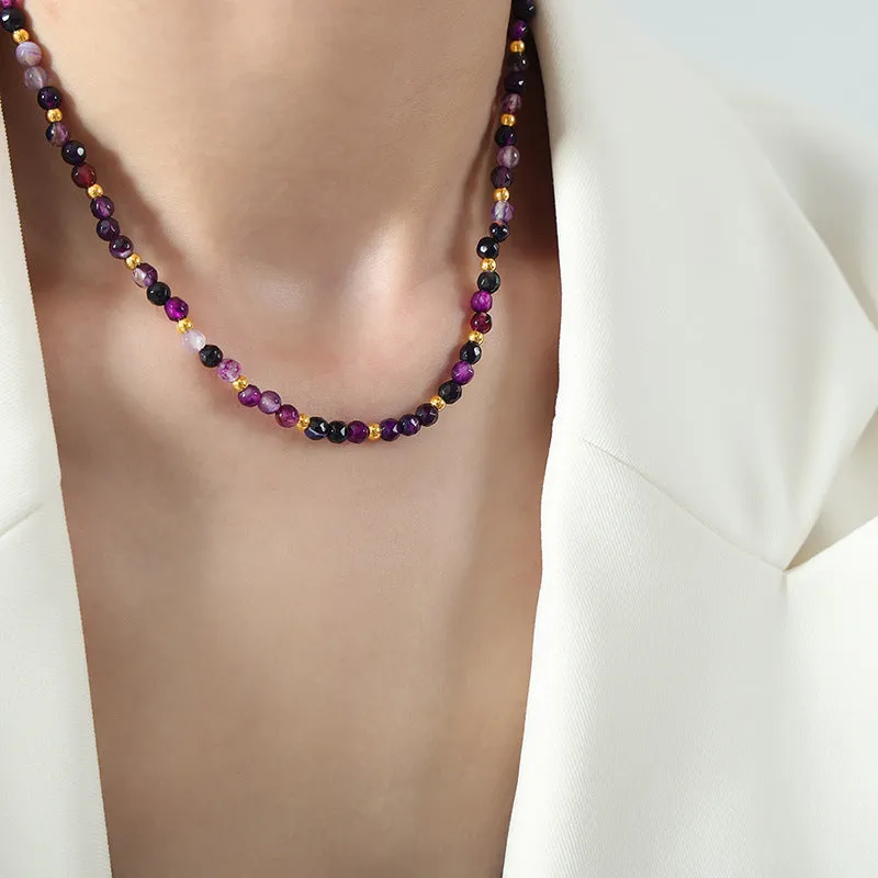 Handcrafted Agate Beaded Necklace with Vintage Charm