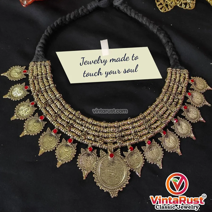 Handmade Gold Coins Chokers And Earrings with Jewelry Set