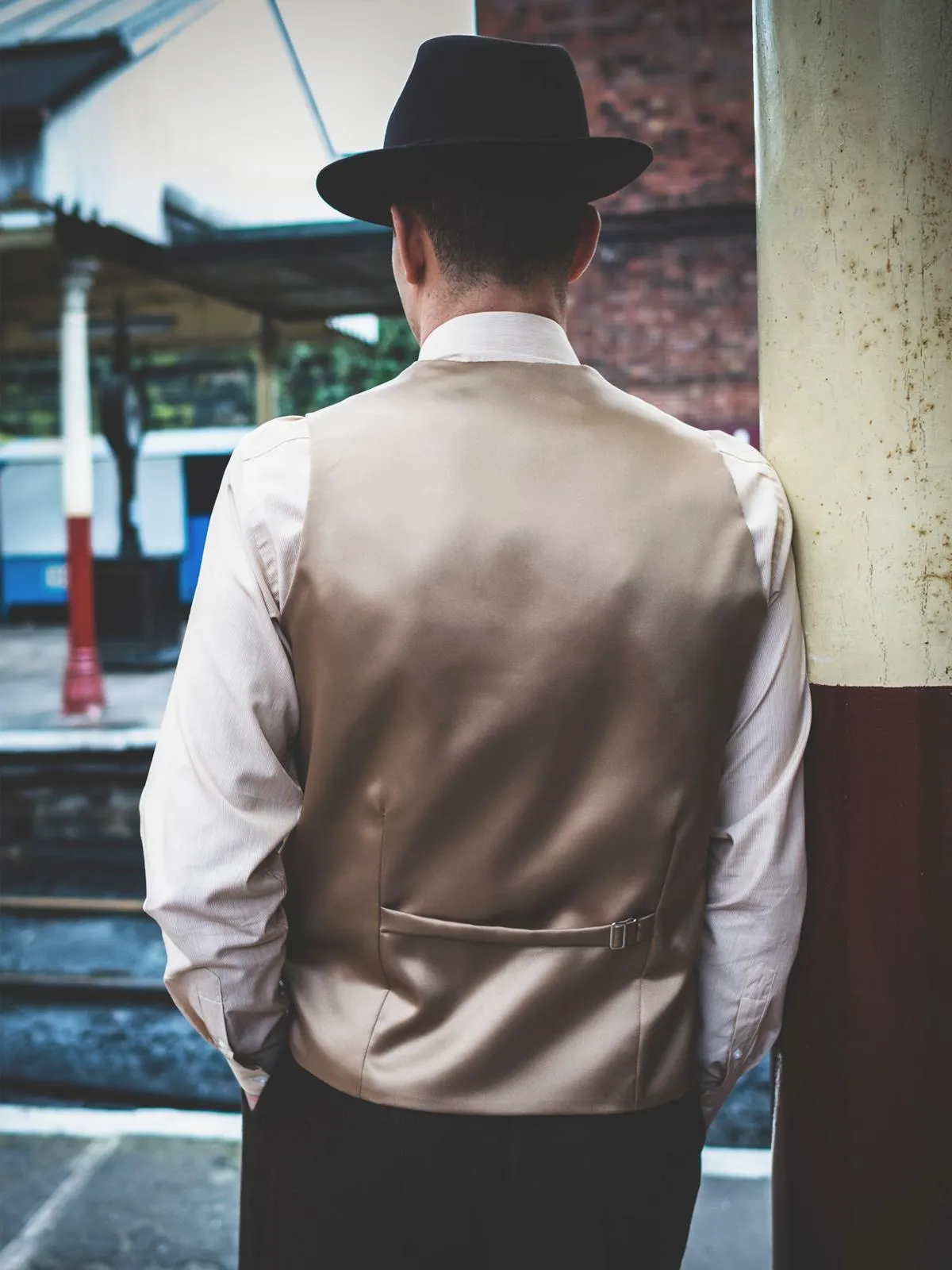 Handmade Moleskin Waistcoat in Camel Brown