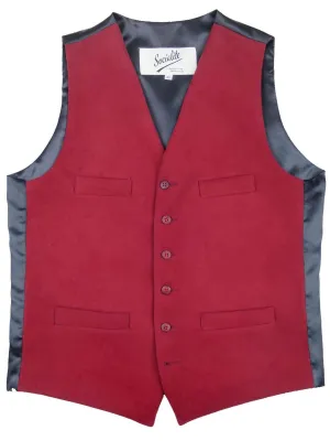Handmade Moleskin Waistcoat in Maroon Red