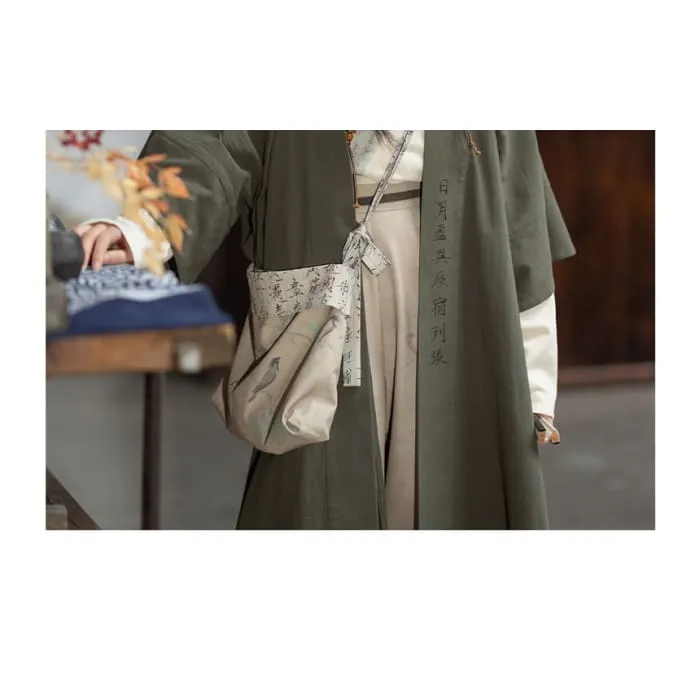 Hanfu Open Front Jacket / Open Front Top / Wide Leg Pants / Crossbody Bag / Set