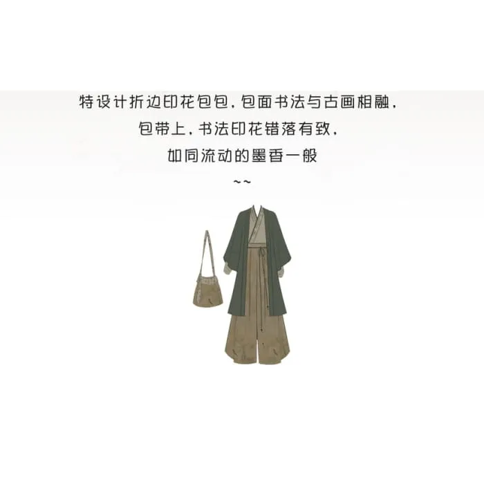 Hanfu Open Front Jacket / Open Front Top / Wide Leg Pants / Crossbody Bag / Set