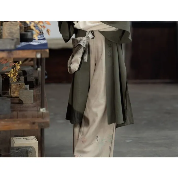 Hanfu Open Front Jacket / Open Front Top / Wide Leg Pants / Crossbody Bag / Set