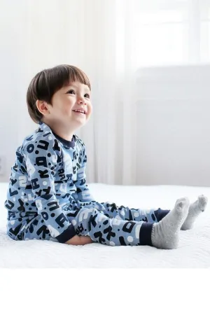 Hangul Korean Blue Long Sleeve Pajama