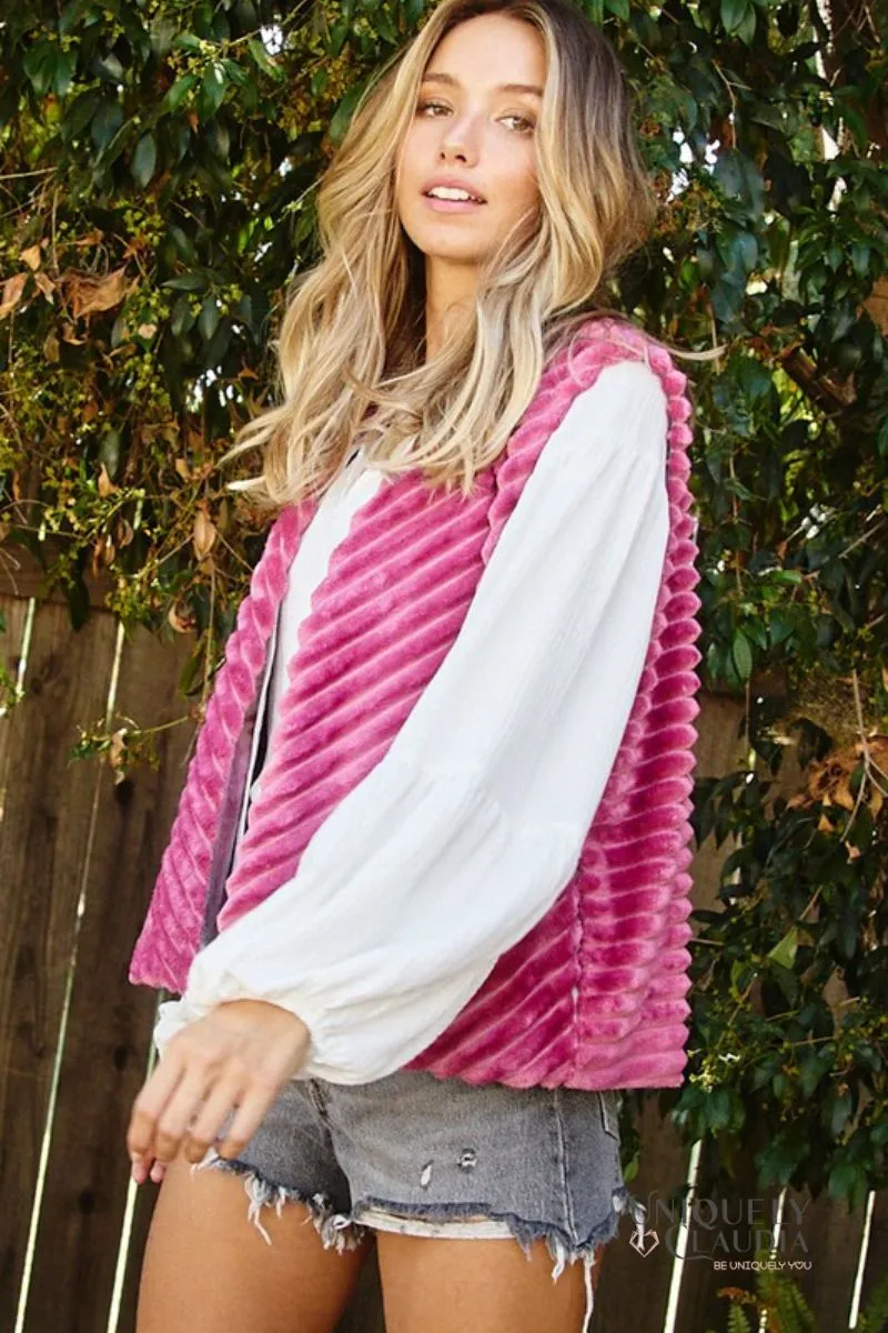 Hannah Faux Fur & Velour Reversible Vest