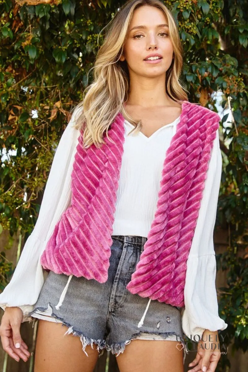 Hannah Faux Fur & Velour Reversible Vest