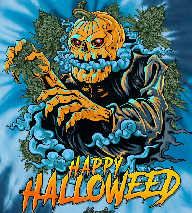 Happy Halloweed Blue Tie Dye Tee