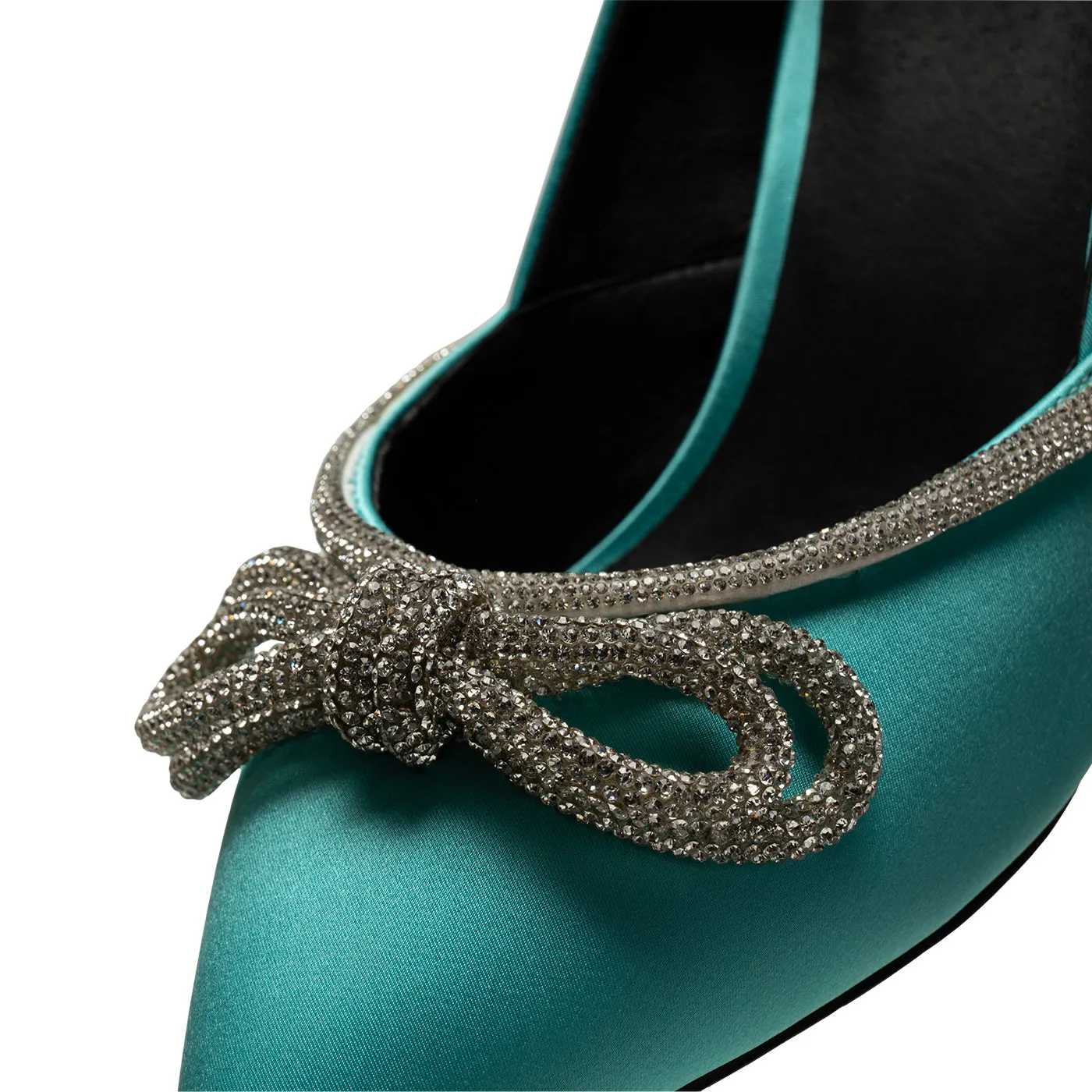 Harper Sløjfe Hæl Satin - TURQUOISE