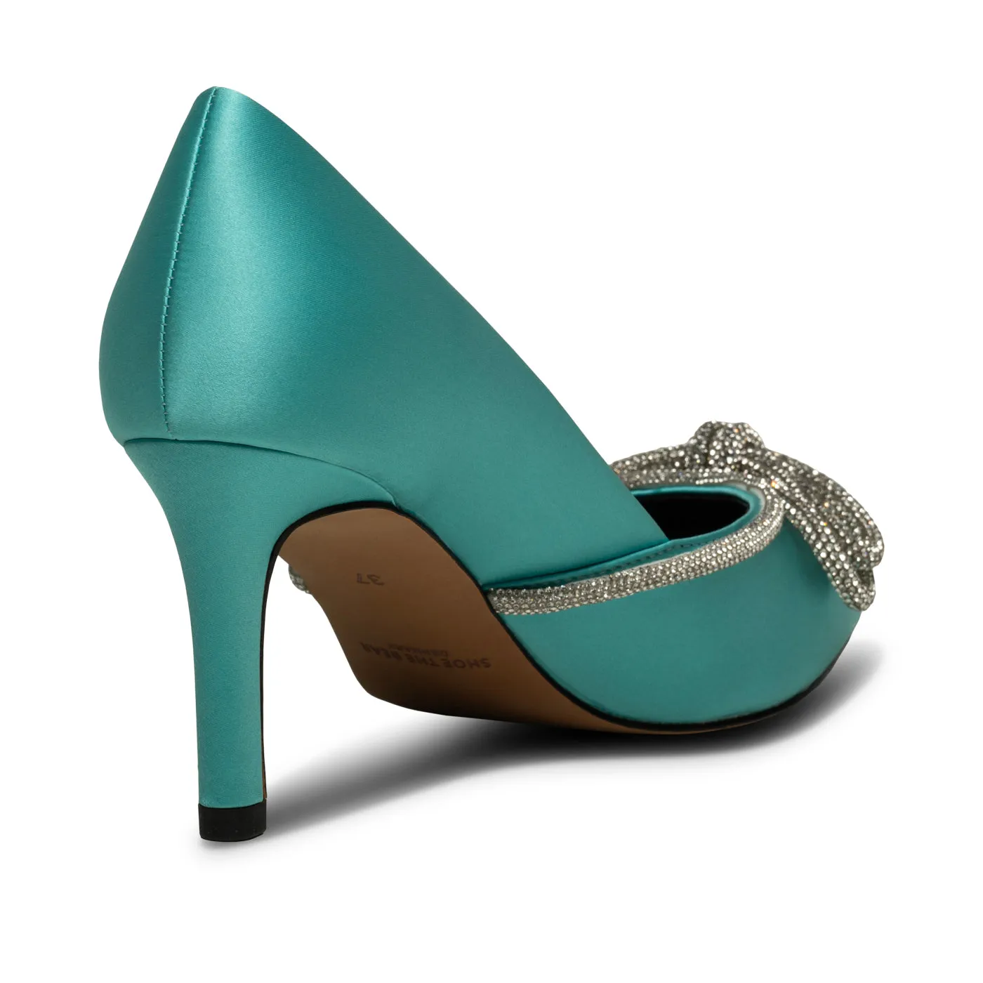 Harper Sløjfe Hæl Satin - TURQUOISE