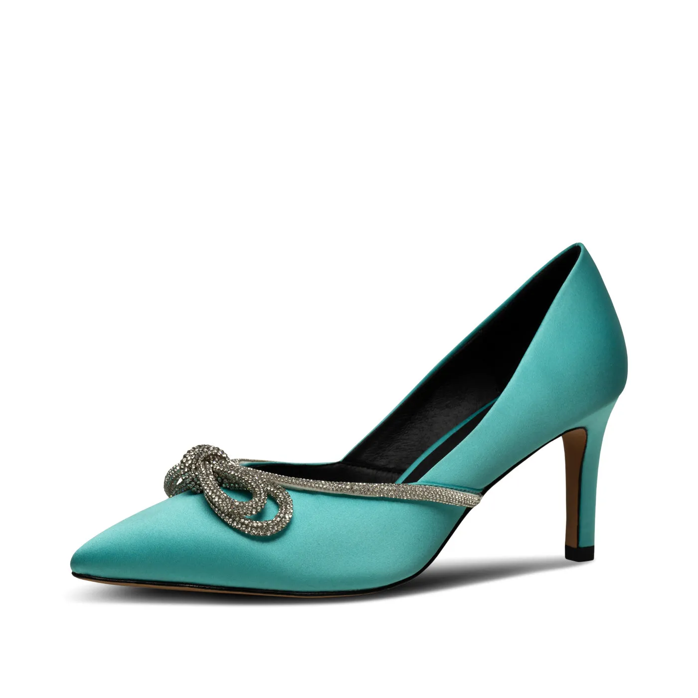 Harper Sløjfe Hæl Satin - TURQUOISE