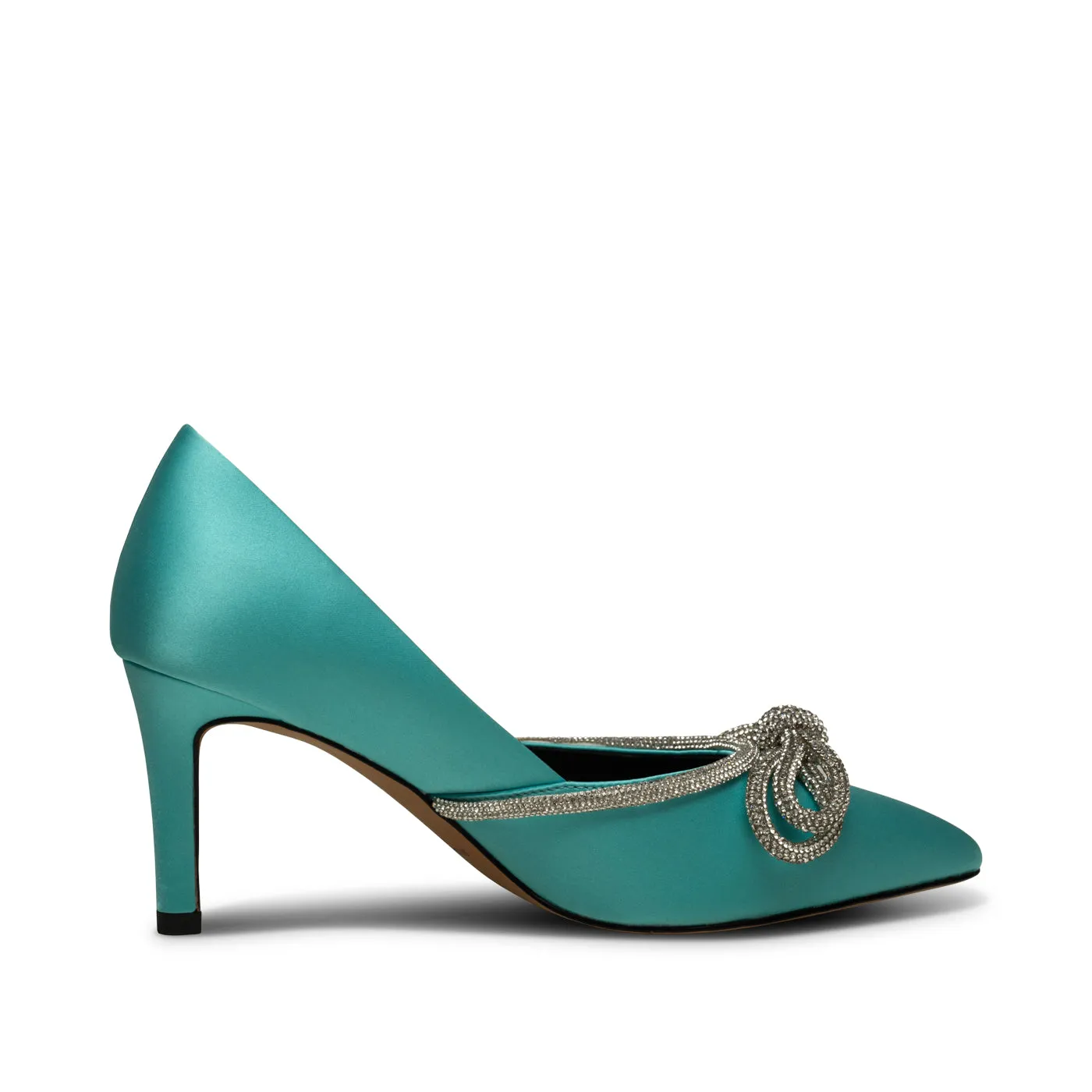 Harper Sløjfe Hæl Satin - TURQUOISE