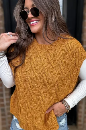 Harvest Mustard Cable Knit Sweater Vest