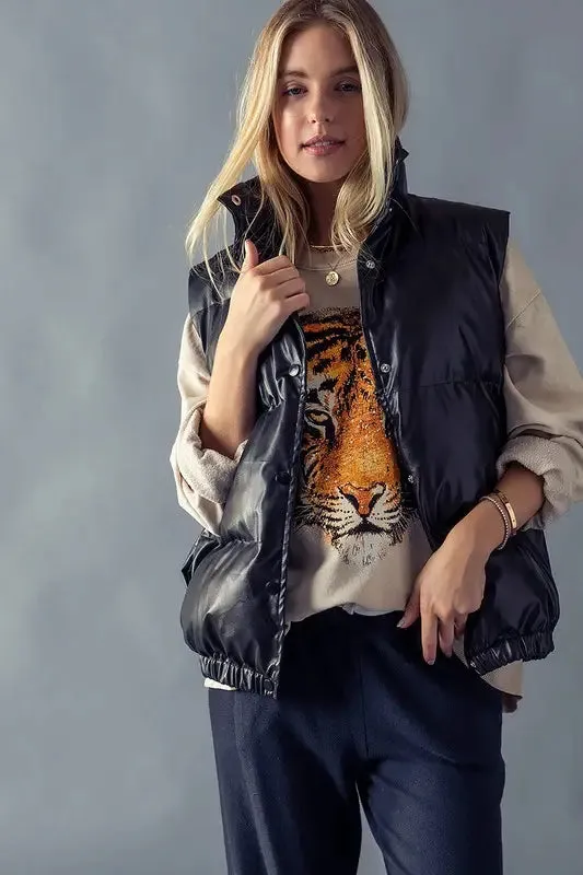 Harvest Season Puffer Vest - Black