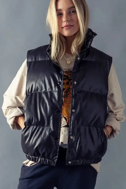 Harvest Season Puffer Vest - Black