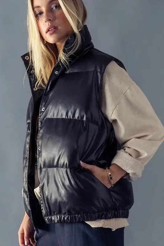 Harvest Season Puffer Vest - Black