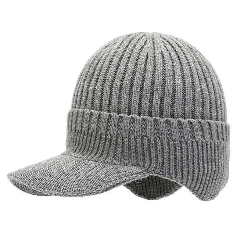 Hats Men's Autumn and Winter Woolen Hats Plush Thickened Knit Hats Korean Fashion Earmuffs Headcap Cold proof Warm Cap