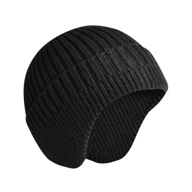Hats Men's Autumn and Winter Woolen Hats Plush Thickened Knit Hats Korean Fashion Earmuffs Headcap Cold proof Warm Cap