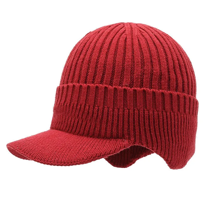 Hats Men's Autumn and Winter Woolen Hats Plush Thickened Knit Hats Korean Fashion Earmuffs Headcap Cold proof Warm Cap