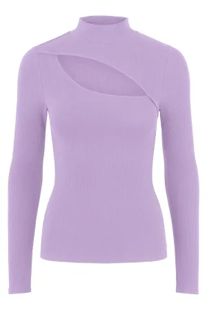 Hazel Cut Out High Neck Blouse - Lavender