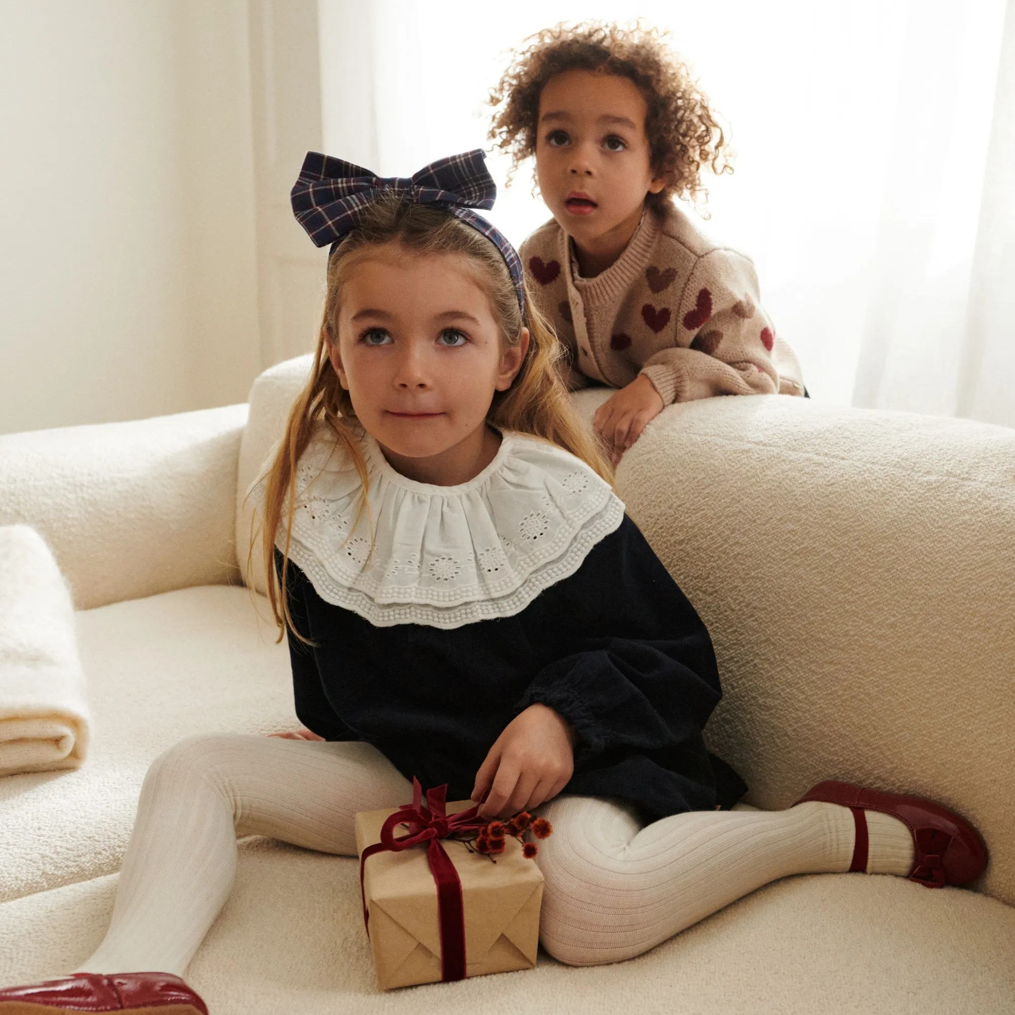 Headband Bow Alba - navy check