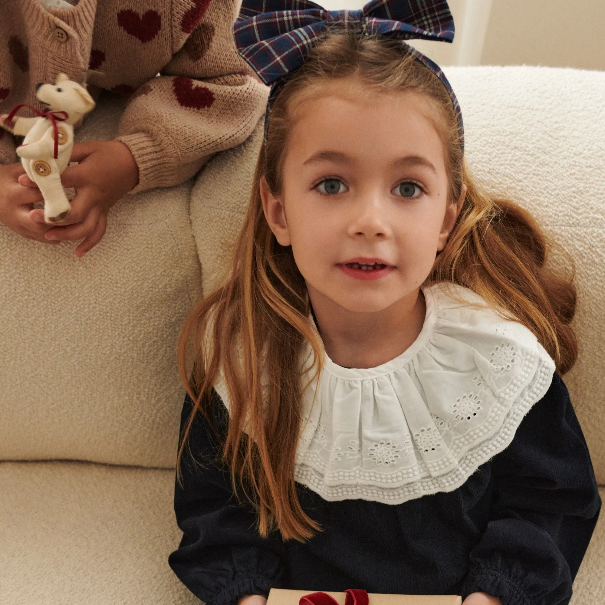 Headband Bow Alba - navy check