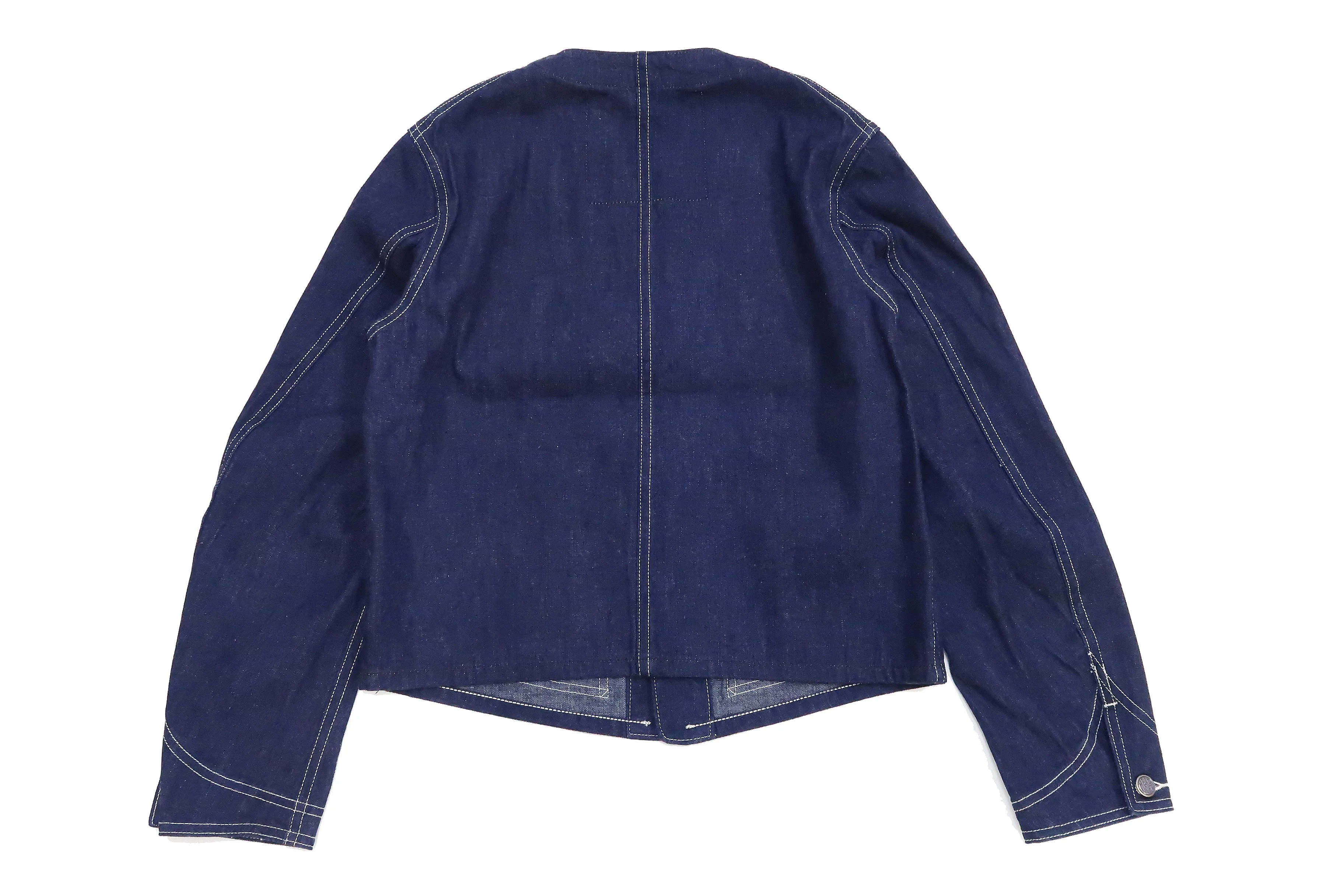 Headlight Jacket Men's Collarless Denim Engineer Jacket No Collar Work Coat HD15236 One-washed Indigo Denim
