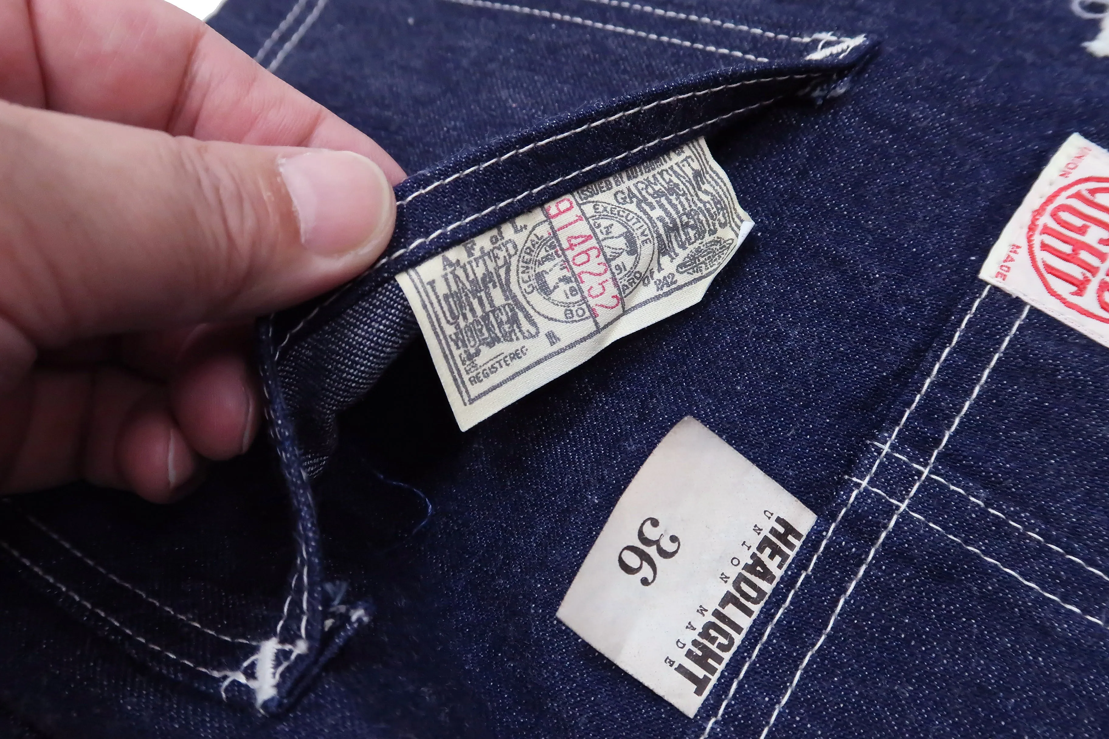 Headlight Jacket Men's Collarless Denim Engineer Jacket No Collar Work Coat HD15236 One-washed Indigo Denim