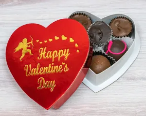 Heart box, red foil, Happy Valentine's Day, 2 ounce