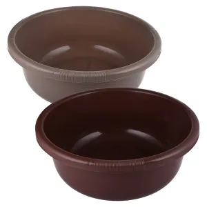 Heart Home Bath Tub|Versatile Plastic Utility Gaint Tub|Durable Deep Tub for Baby Bathing|Washing Clothes|Feeding Pan|26 Liter|Pack of 2 (Brown & Coffee)
