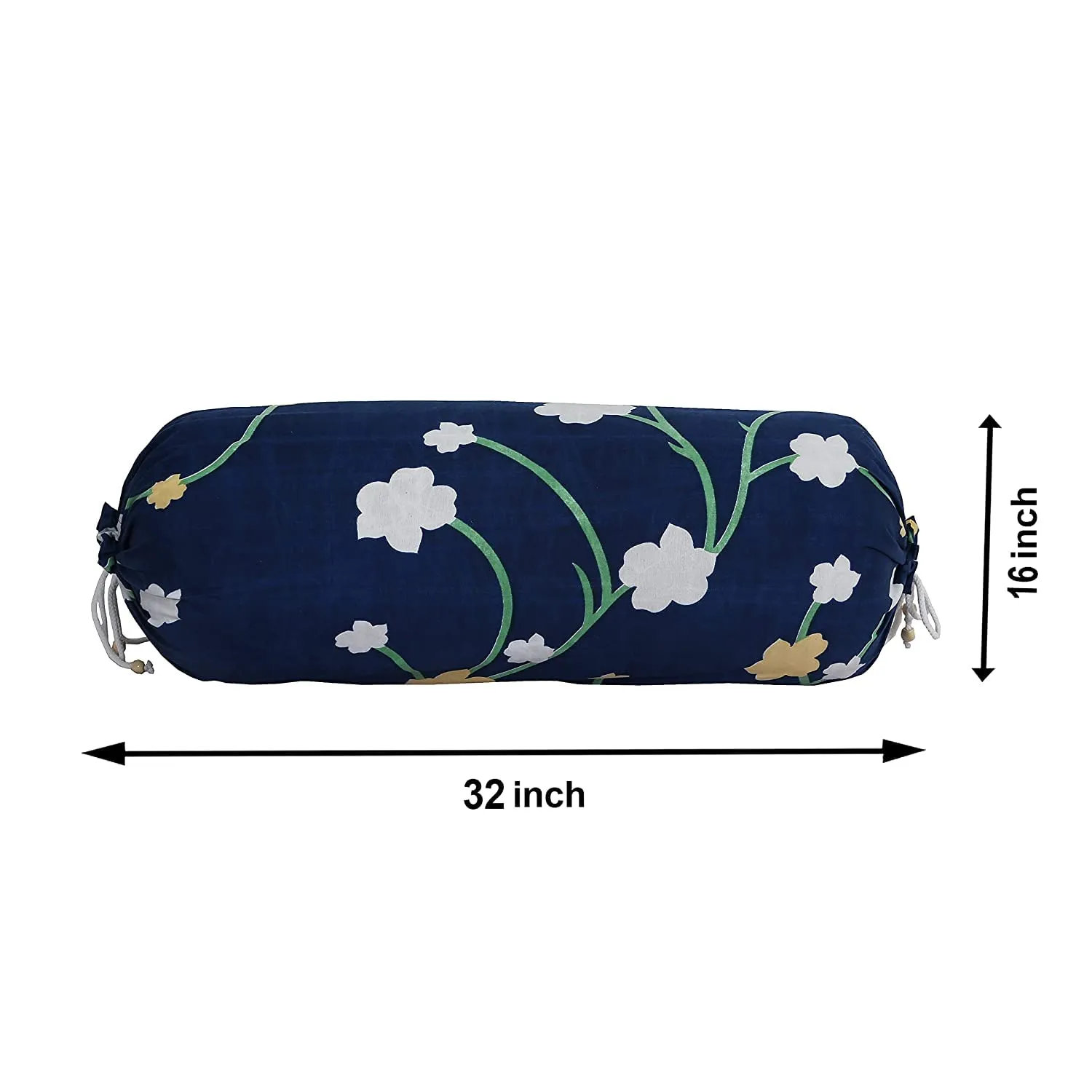 Heart Home Bolster Cover|Soft Cotton Bolster Cover Set|Diwan Round Bolster Pillow Covers|Luxurious Circle Print Roll Masand Cover|16x32 Inch|Pack of 6 (Gray)