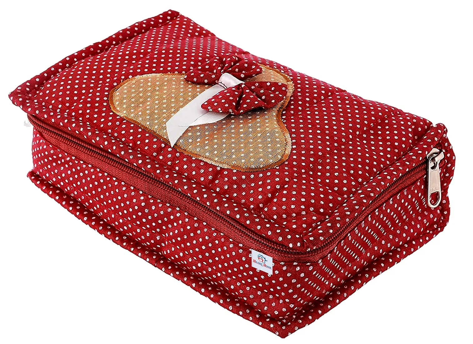 Heart Home Dot Printed Portable Jewellery Organizer With 4 Tranasparent Pockets (Maroon)-HS_38_HEARTH21230, Pack of 1