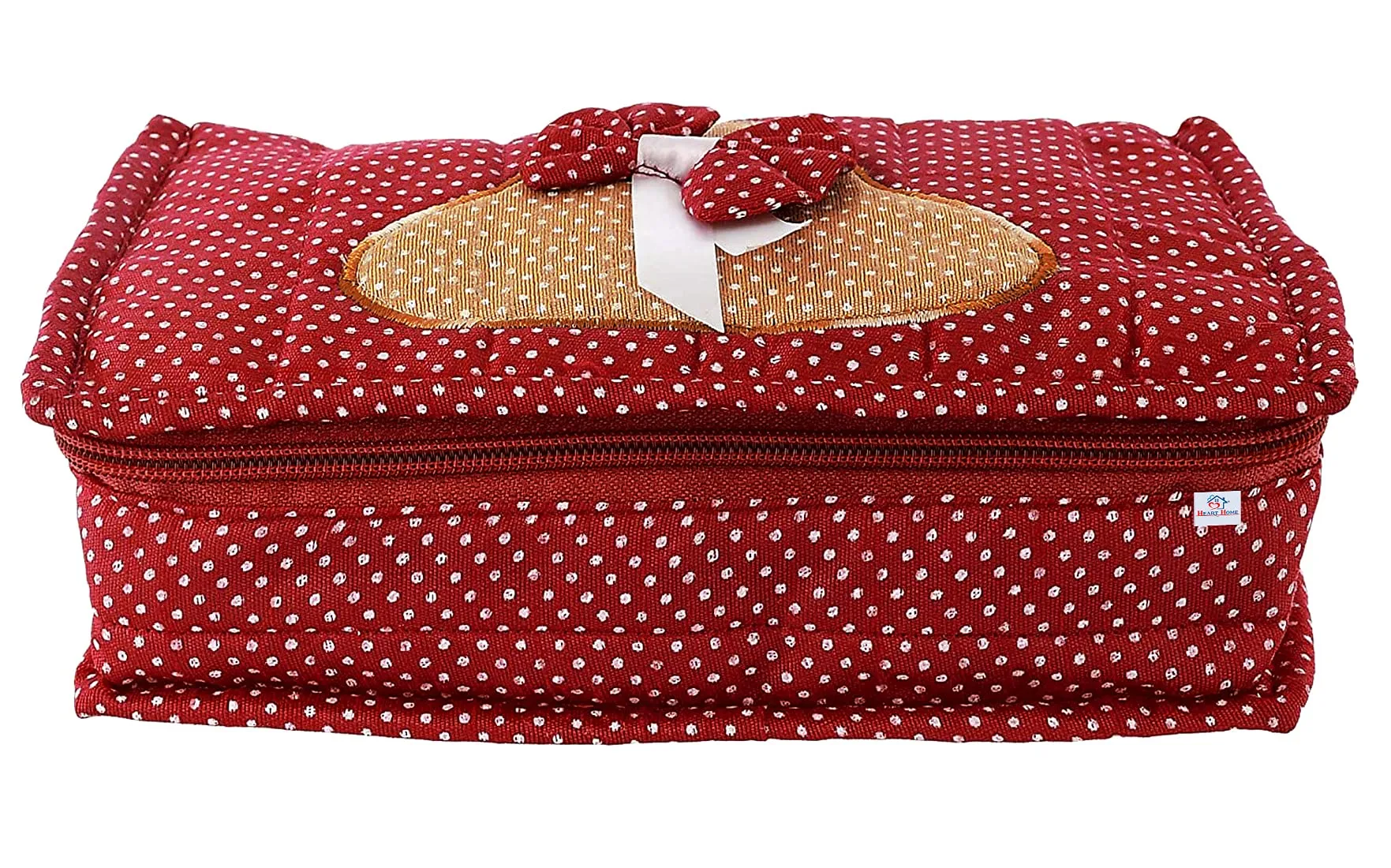 Heart Home Dot Printed Portable Jewellery Organizer With 4 Tranasparent Pockets (Maroon)-HS_38_HEARTH21230, Pack of 1