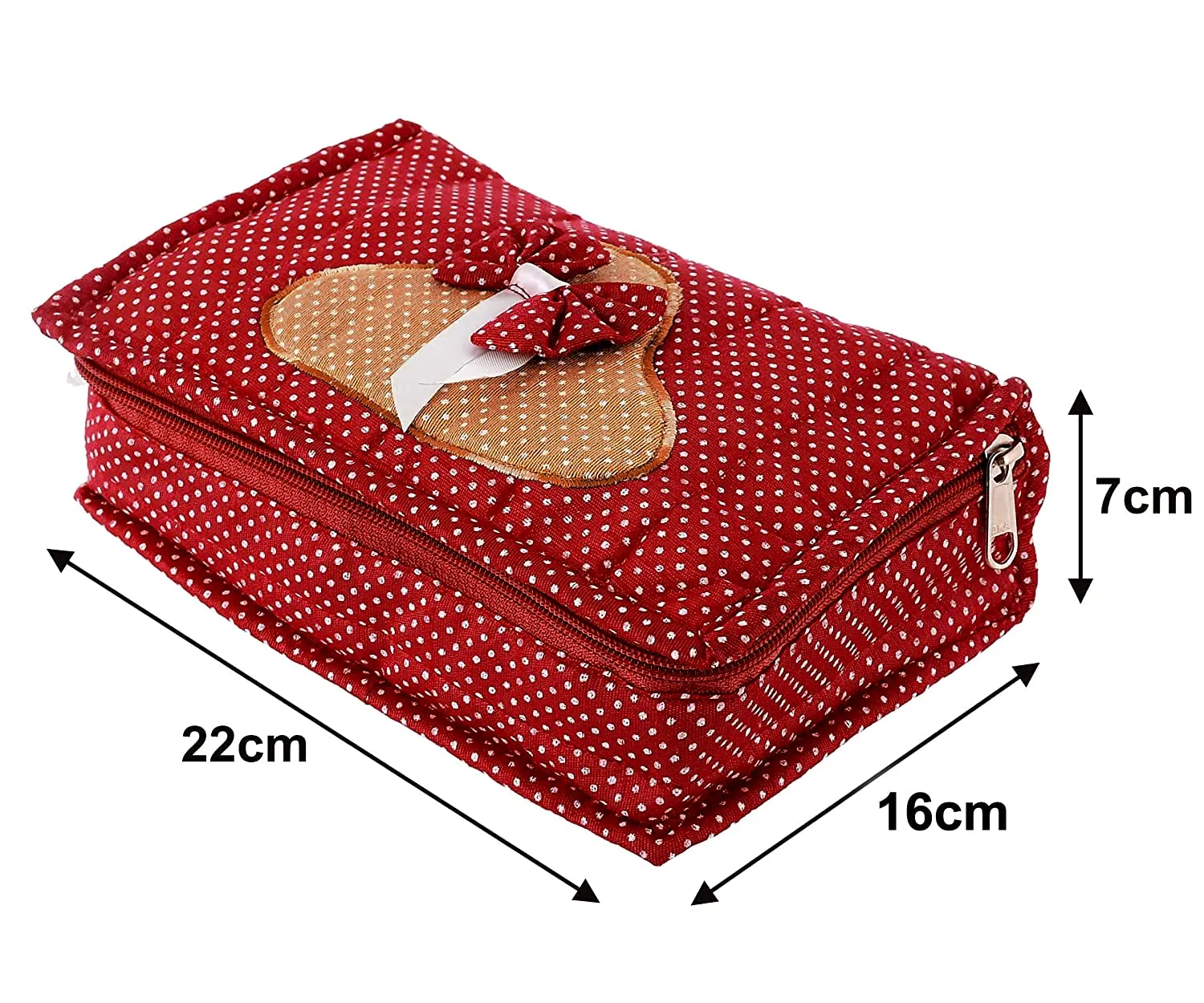 Heart Home Dot Printed Portable Jewellery Organizer With 4 Tranasparent Pockets (Maroon)-HS_38_HEARTH21230, Pack of 1