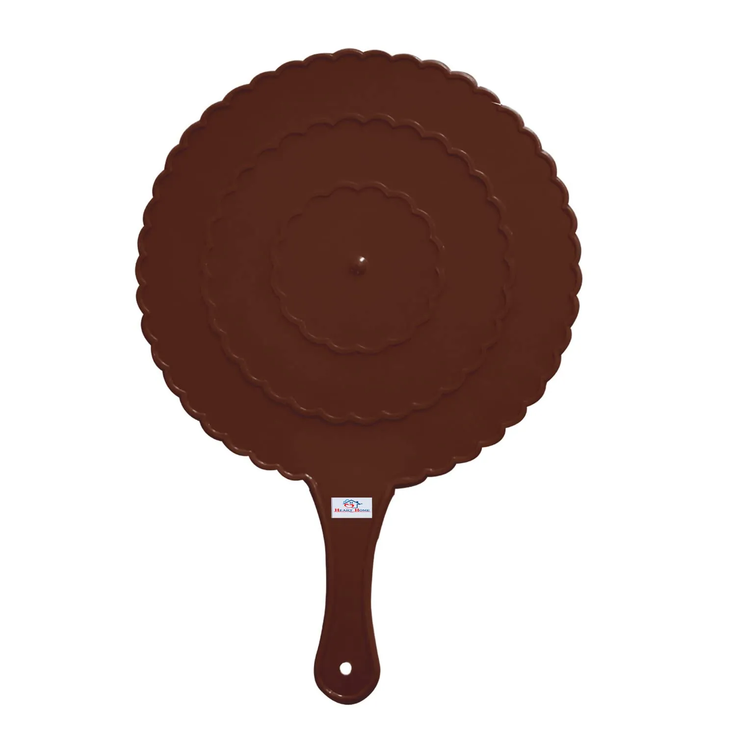 Heart Home Plastic Lightweight Handfan|Hath Pankha|Beejna for Natural Cooling Air Home Decor and Travel Useful, Pack of 6 (Brown)