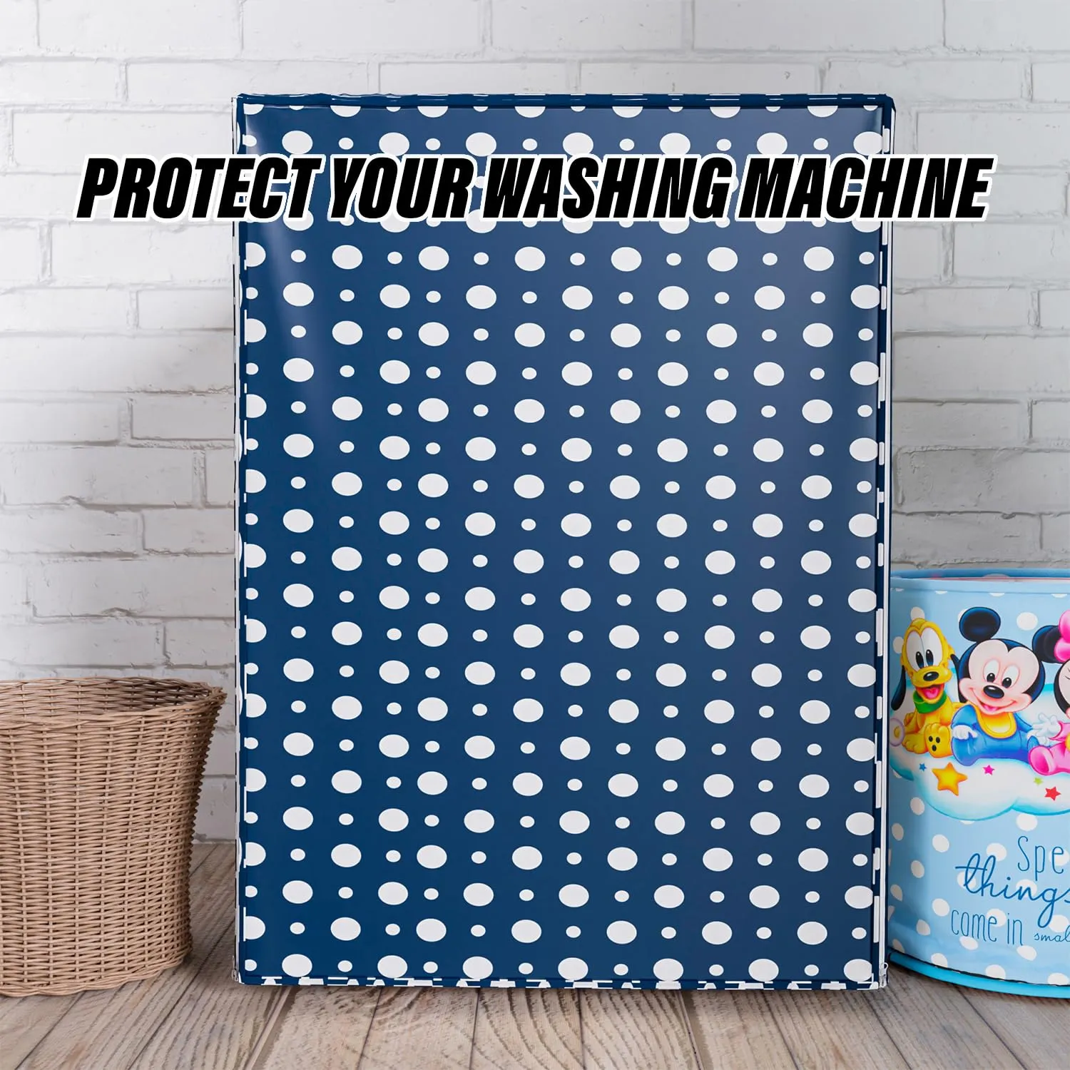 Heart Home Washing Machine Cover | Dot Print Washing Machine Cover | PVC | Front Load Washing Machine Cover | Blue