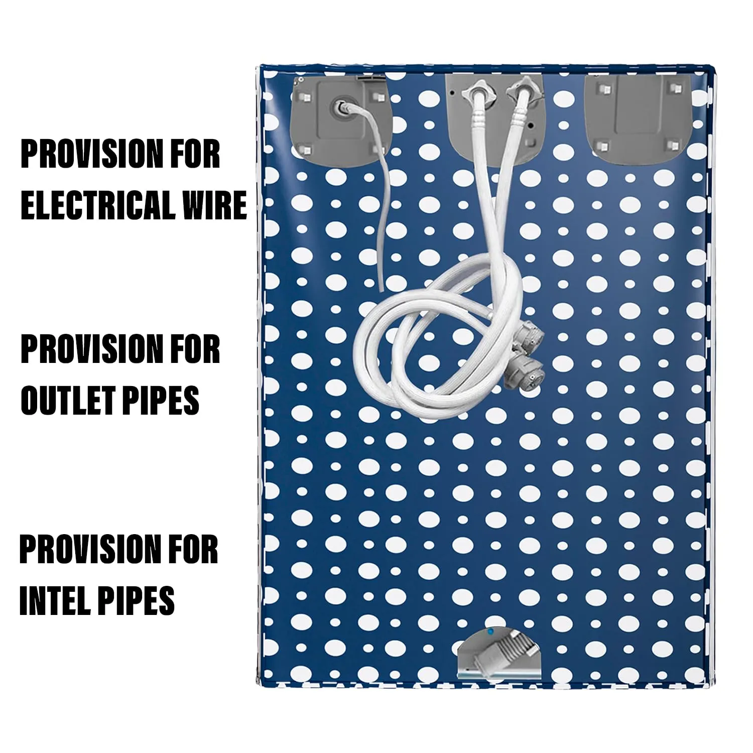 Heart Home Washing Machine Cover | Dot Print Washing Machine Cover | PVC | Front Load Washing Machine Cover | Blue