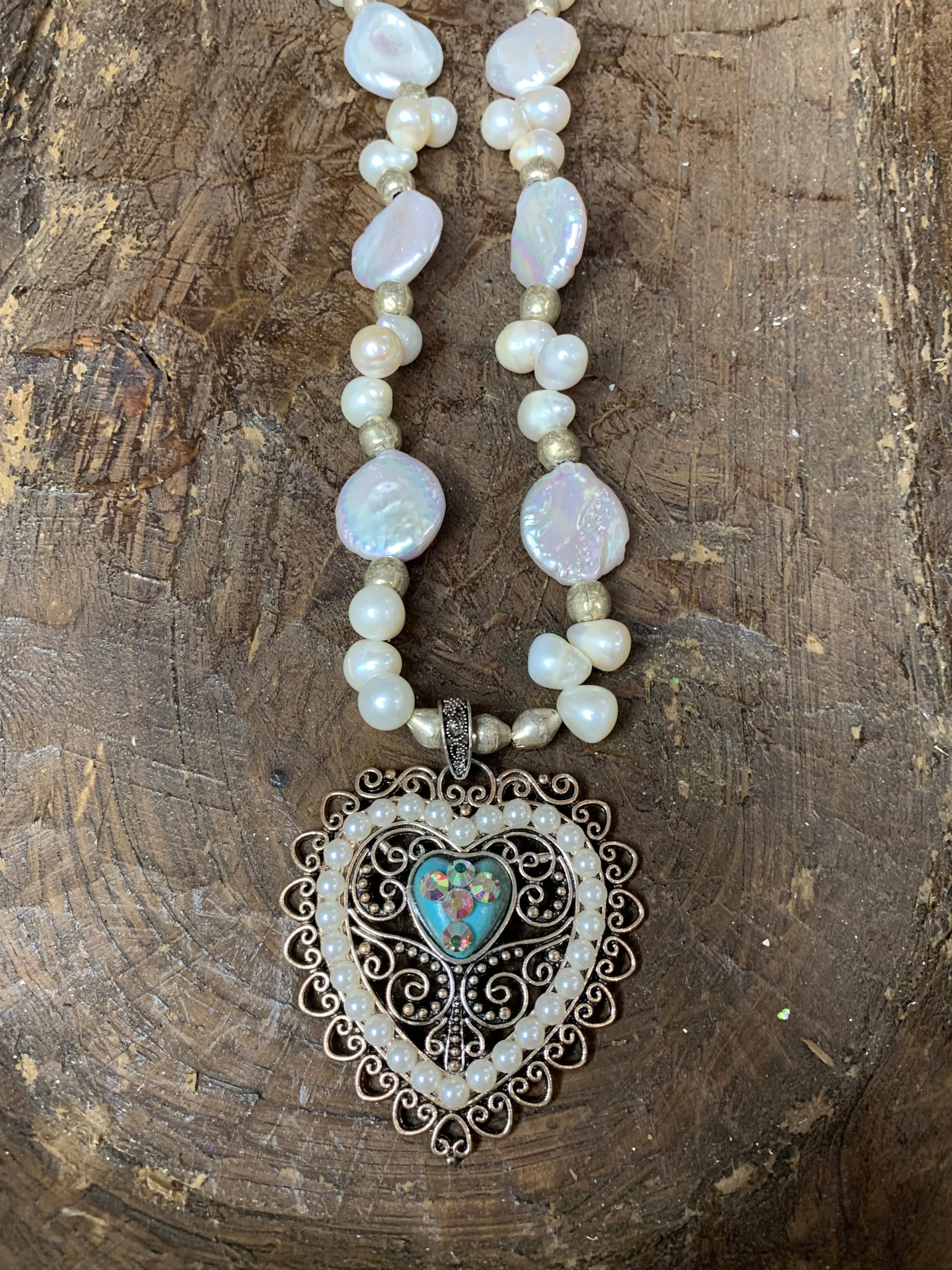 Heart of Hearts A Rare Bird Mother of Pearl AB Necklace