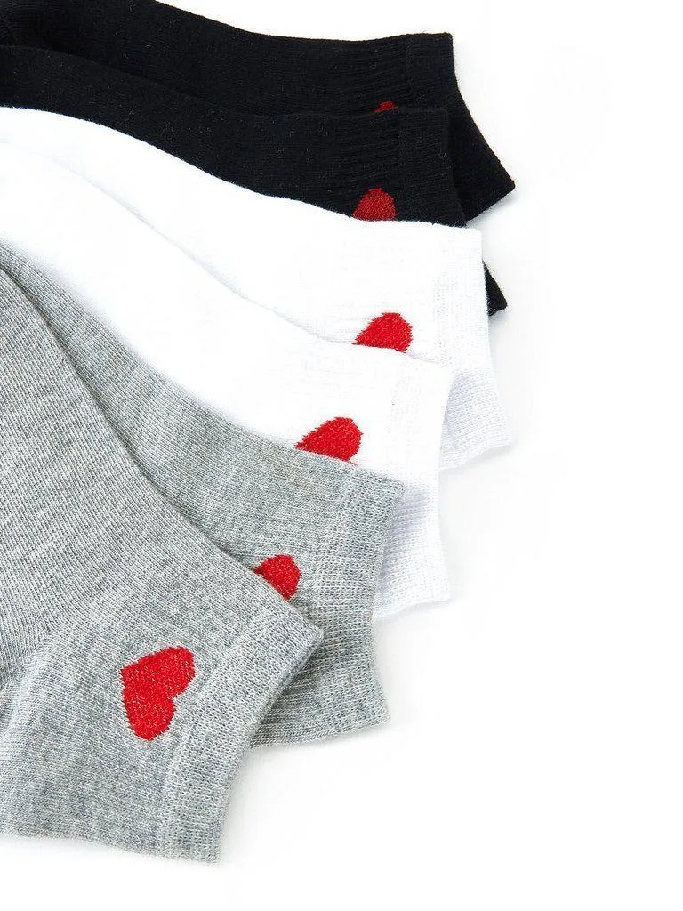 Heart Pattern Detail Ankle Socks 6pairs