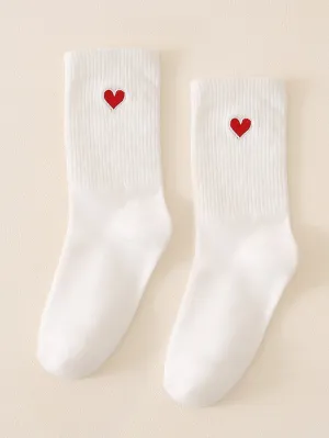 Heart Print Crew Socks for Women Fun Socks Funky Socks Novelty Socks