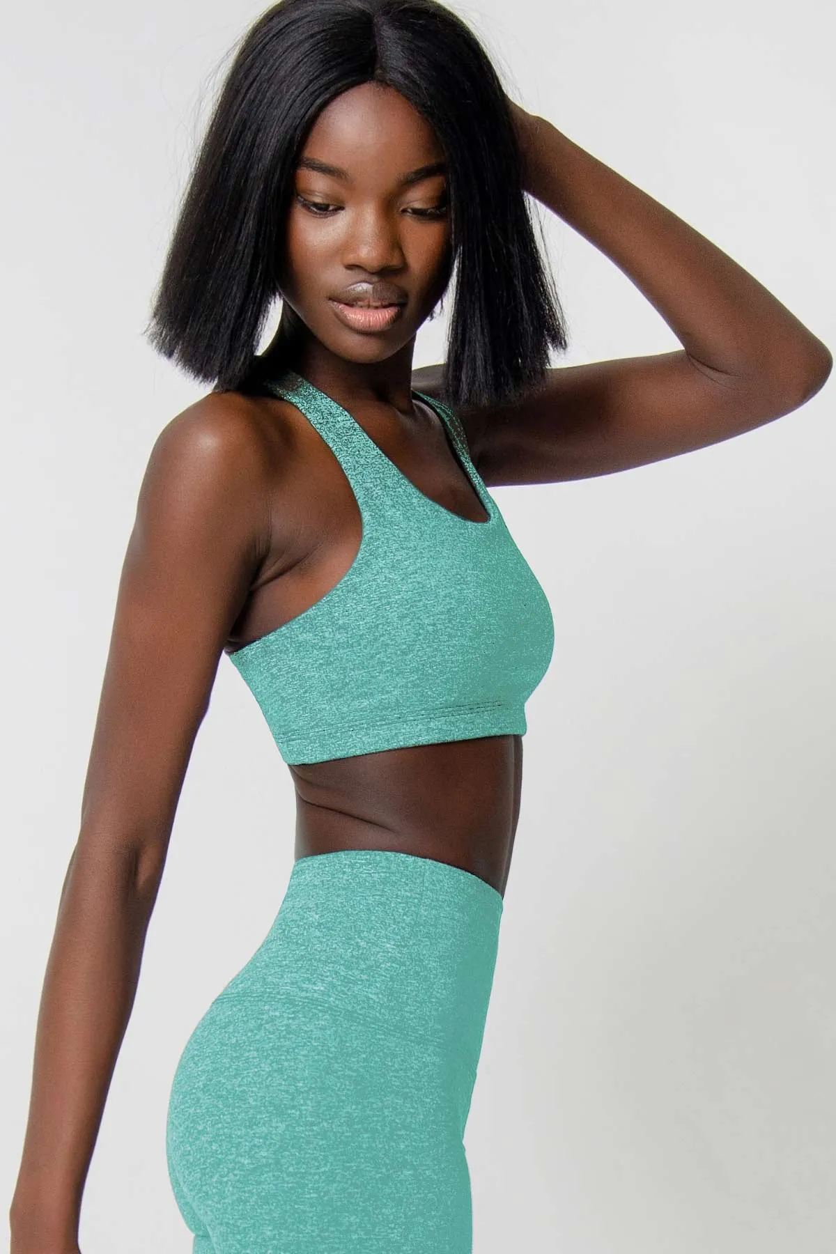 Heather Mint Stella Green UV 50  Seamless Racerback Sports Bra - Women