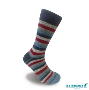 Heshí Medium Stripe Sock - Heather Blue / Red