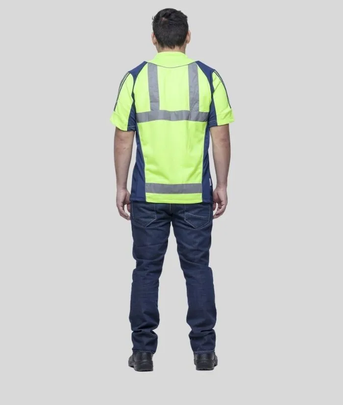 Hi Vis, Day/Night Half Front Rugger Polo Shirt